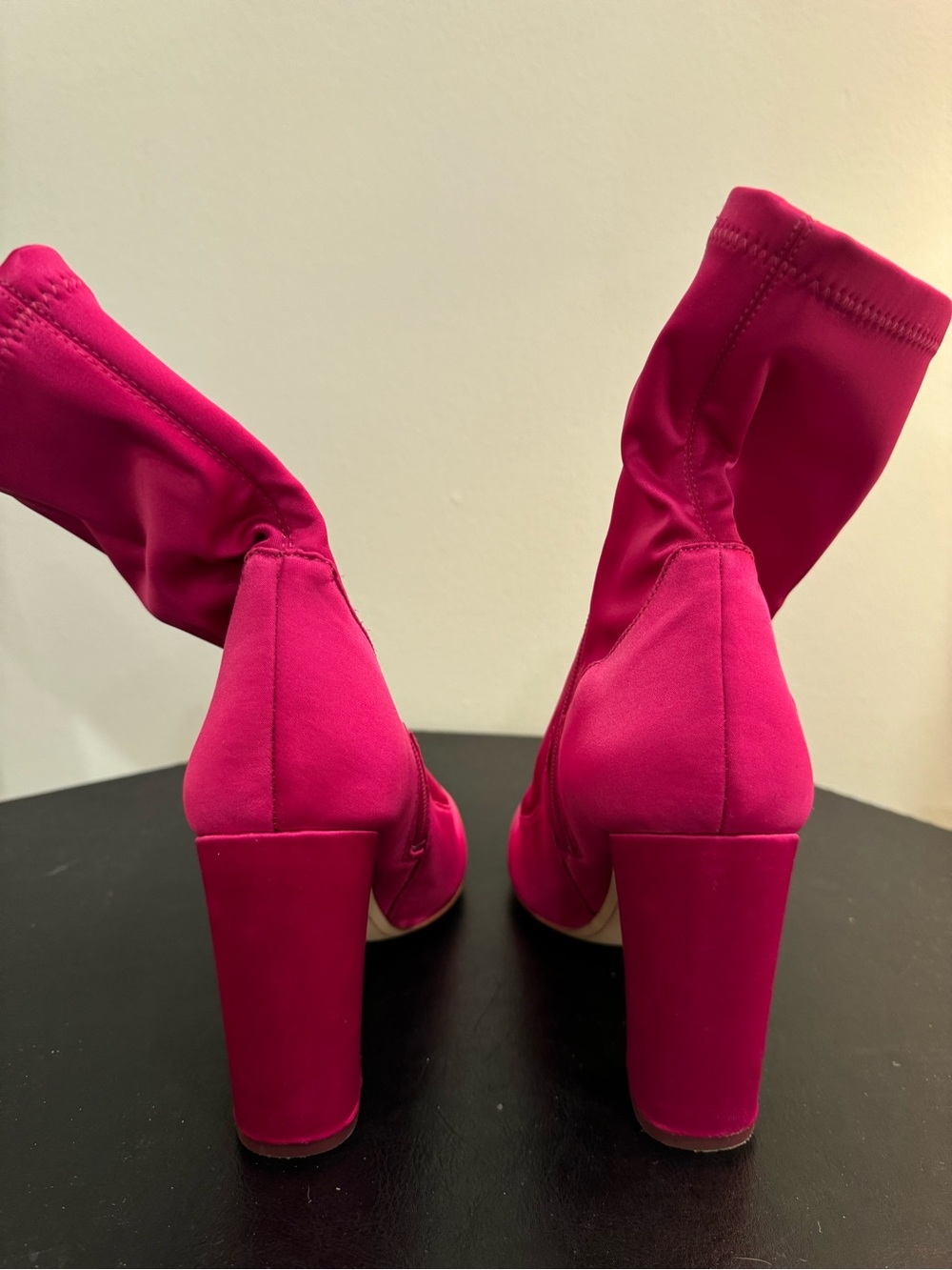 Sam Edelman Hot Pink Stretch Sock Boots with Block Heel - Picture 5 of 6